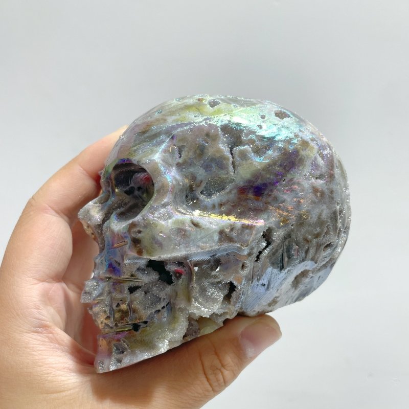 8 Pieces Geode Aura Sphalerite Skull Carving - Wholesale Crystals