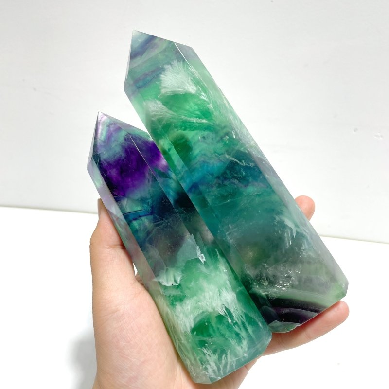 8 Pieces Large Feather Fluorite Tower Points - Wholesale Crystals