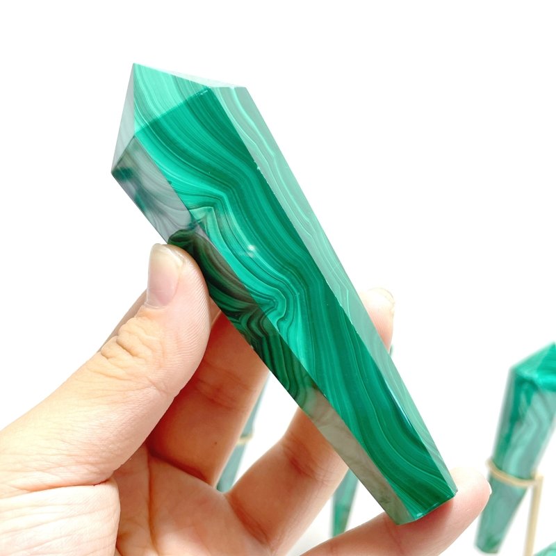 8 Pieces Malachite Magic Scepter Wand Points With Stand - Wholesale Crystals