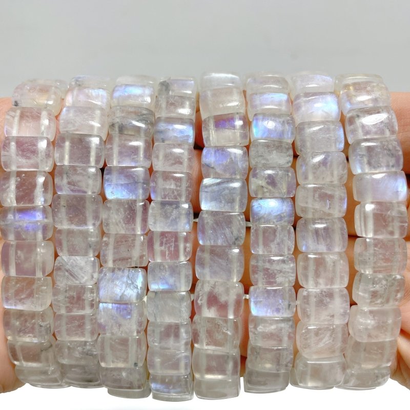 8 Pieces Sri Lanka Flash Blue Moonstone Bracelet - Wholesale Crystals