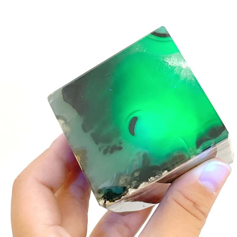 8 Pieces Volcanic Agate Standable Cube (UV - Reactive) - Wholesale Crystals