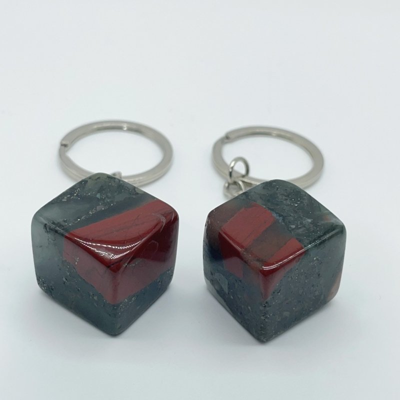 8 Types Cube Keychain Wholesale Howlite Dragon Blood Stone Moss Agate -Wholesale Crystals