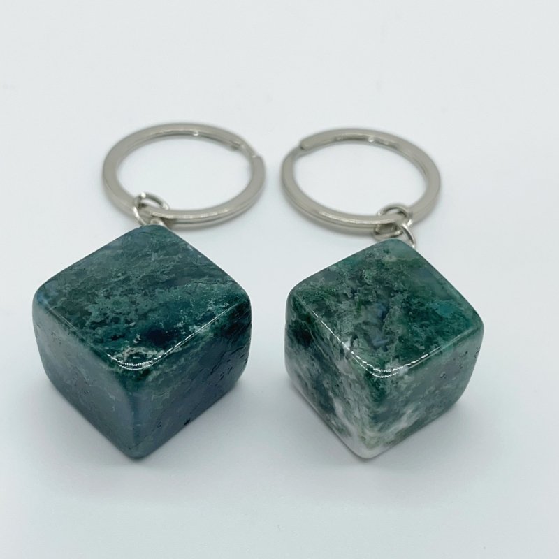 8 Types Cube Keychain Wholesale Howlite Dragon Blood Stone Moss Agate -Wholesale Crystals