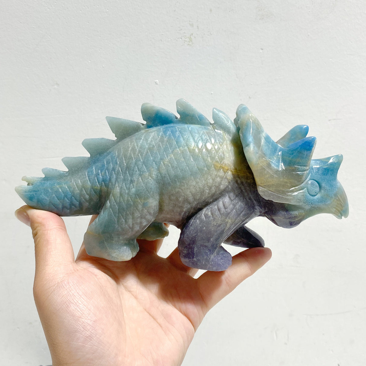 4 Pieces Trolleite Stone Triceratops Three-horned Dinosaur Carving