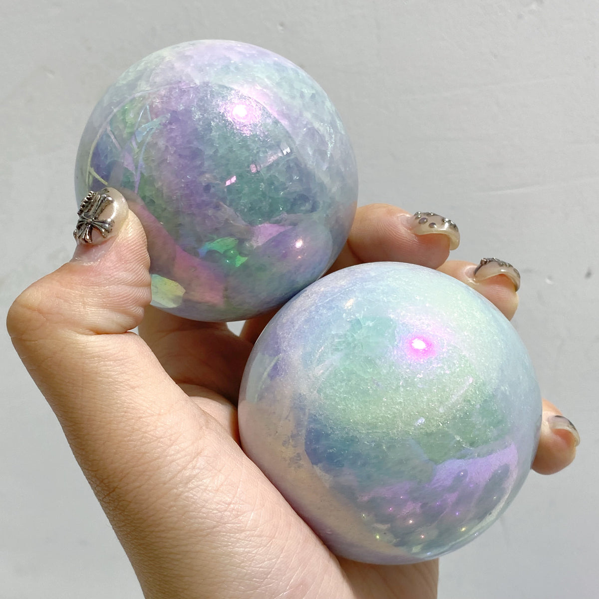 24 Pieces Aura Blue Calcite Spheres