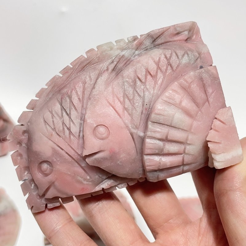 9 Pieces Beautiful Pink Opal Fish Carving - Wholesale Crystals