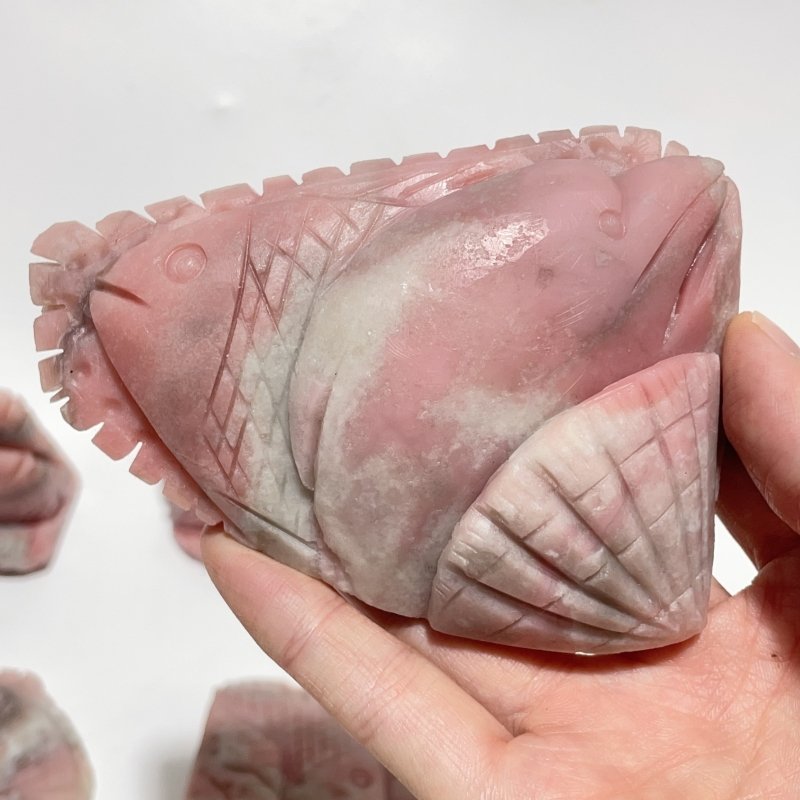 9 Pieces Beautiful Pink Opal Fish Carving - Wholesale Crystals
