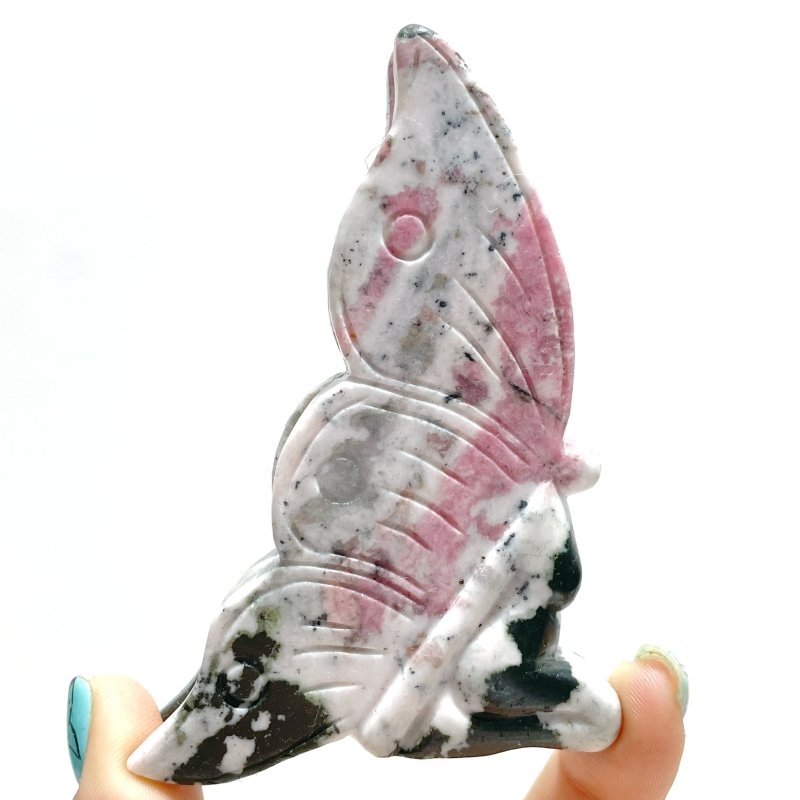 9 Pieces Beautiful Rhodochrosite Butterfly Fairy Carving - Wholesale Crystals