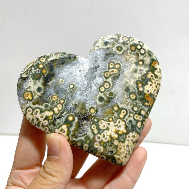 9 Pieces Large 8th Vein Ocean Jasper Heart 4 - Wholesale Crystals