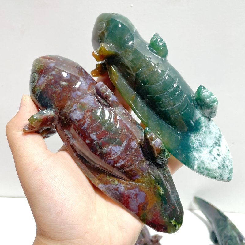 9 Pieces Ocean Jasper Newt Carving - Wholesale Crystals