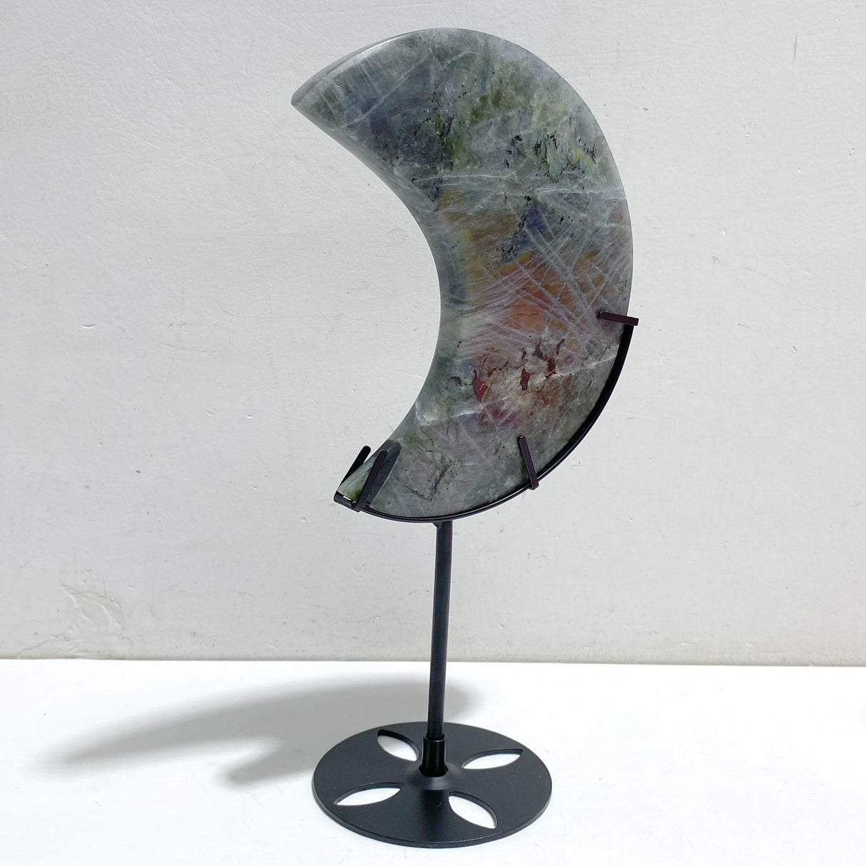 3 Pieces Beautiful Labradorite Moon Carving With Stand