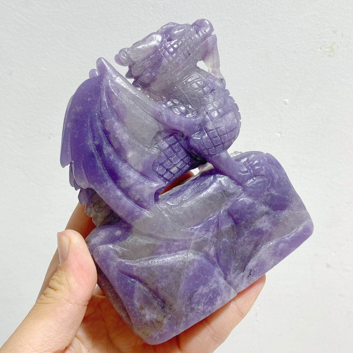 2 Pieces Purple Jade Flying Dragon Castle Carving