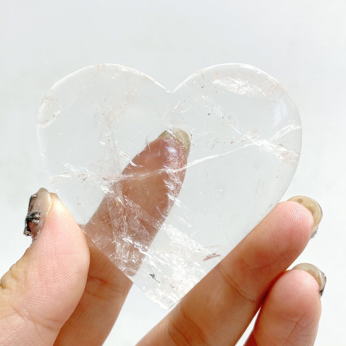 Unique Clear Quartz Heart Wing Carving With Stand