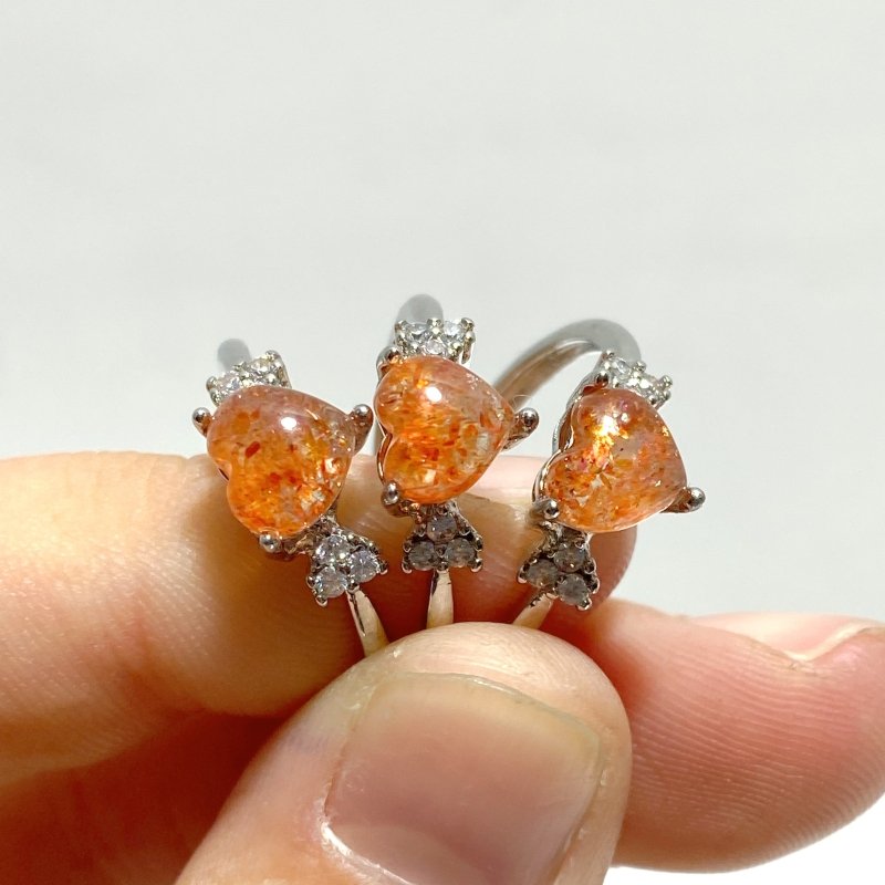 97 Pieces Beautiful Sunstone Heart Shape Ring 1 - Wholesale Crystals