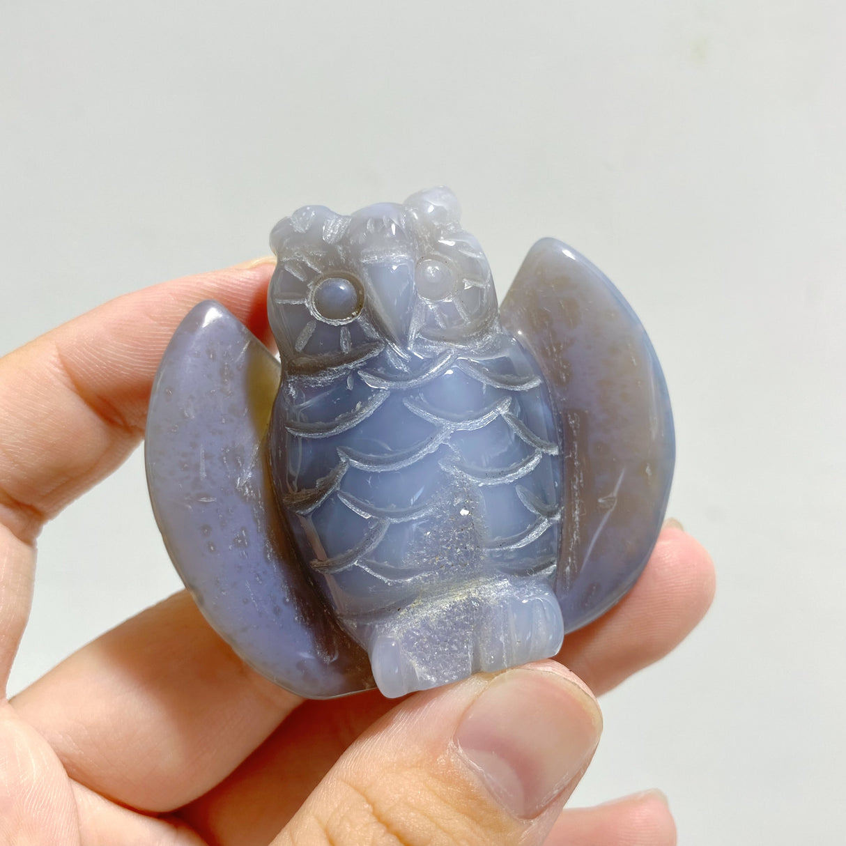 18 Pieces Geode Druzy Agate Owl Carving