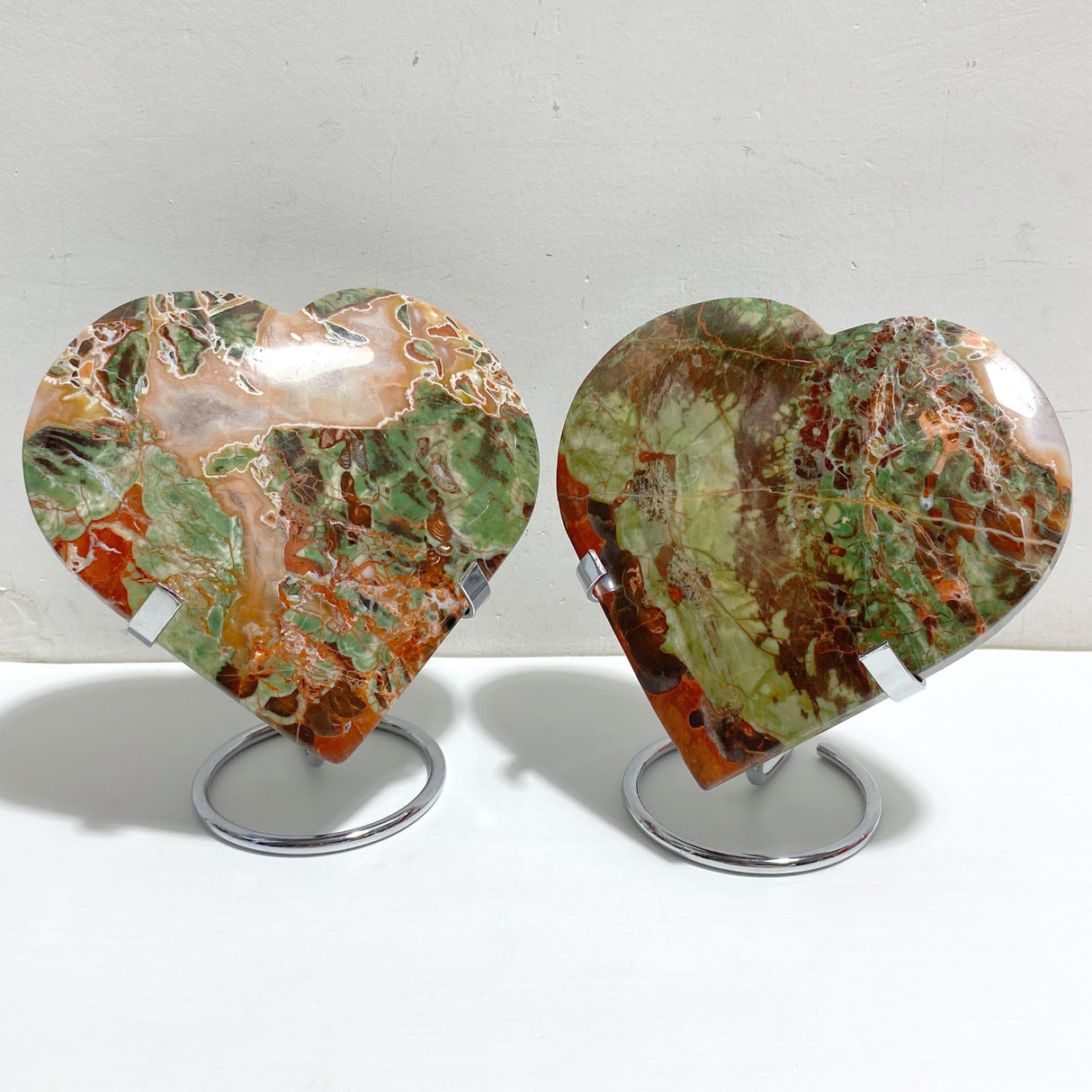 5 Pieces Large Money Agate Heart With Stand
