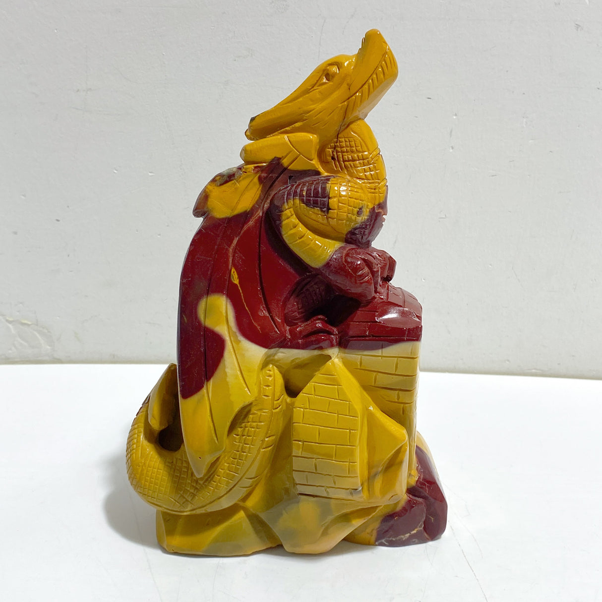 Unique Mookaite Flying Dragon Castle Carving #9