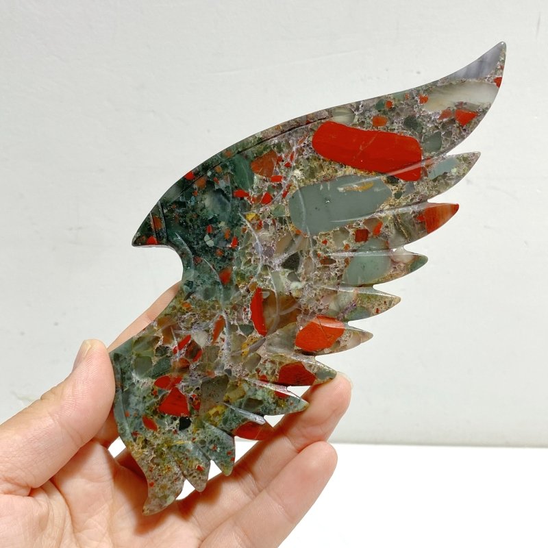 Africa Blood Stone Demon And Angel Wing Carving With Stand - Wholesale Crystals