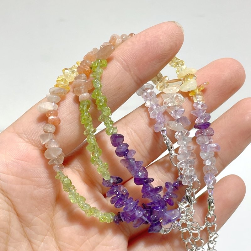 Amethyst Clear Quartz Sunstone Peridot Citrine Mixed Chips Bracelet Wholesale - Wholesale Crystals