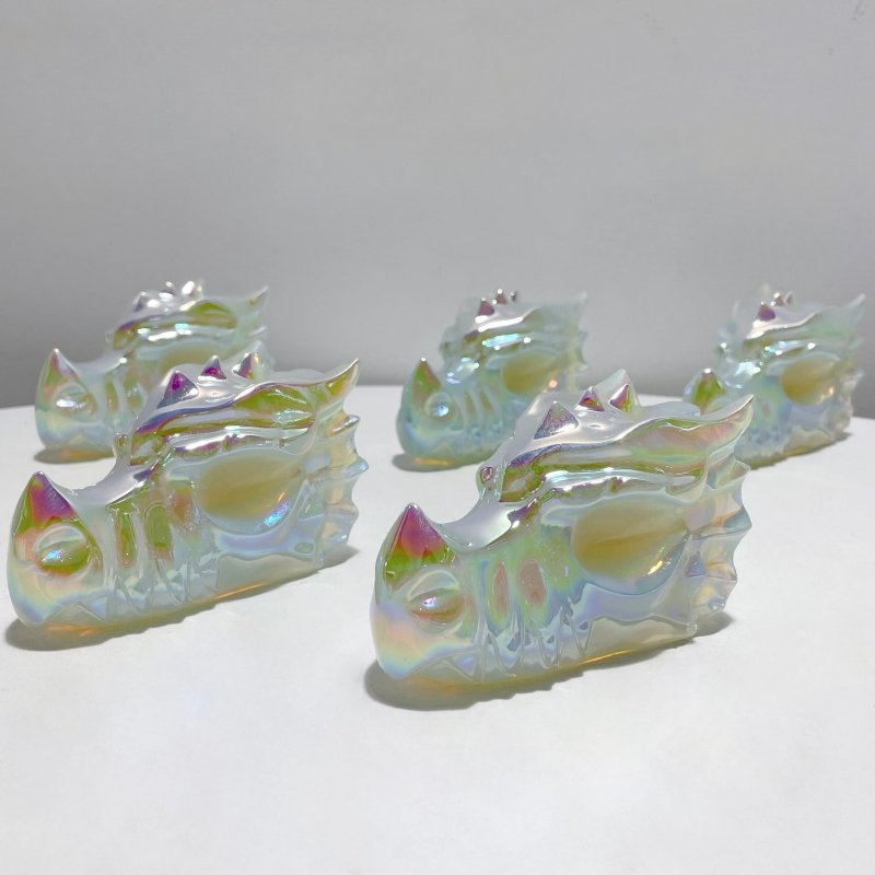Aura 4in White Opalite Dragon Head Carving Wholesale - Wholesale Crystals