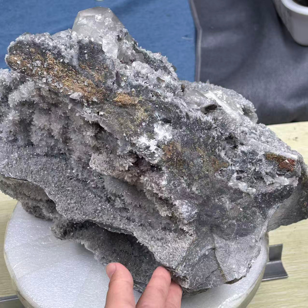 22.5KG Clear Quartz Cluster Mixed Apophyllite Pyrite Mineral Specimen (Sea Freight Only)