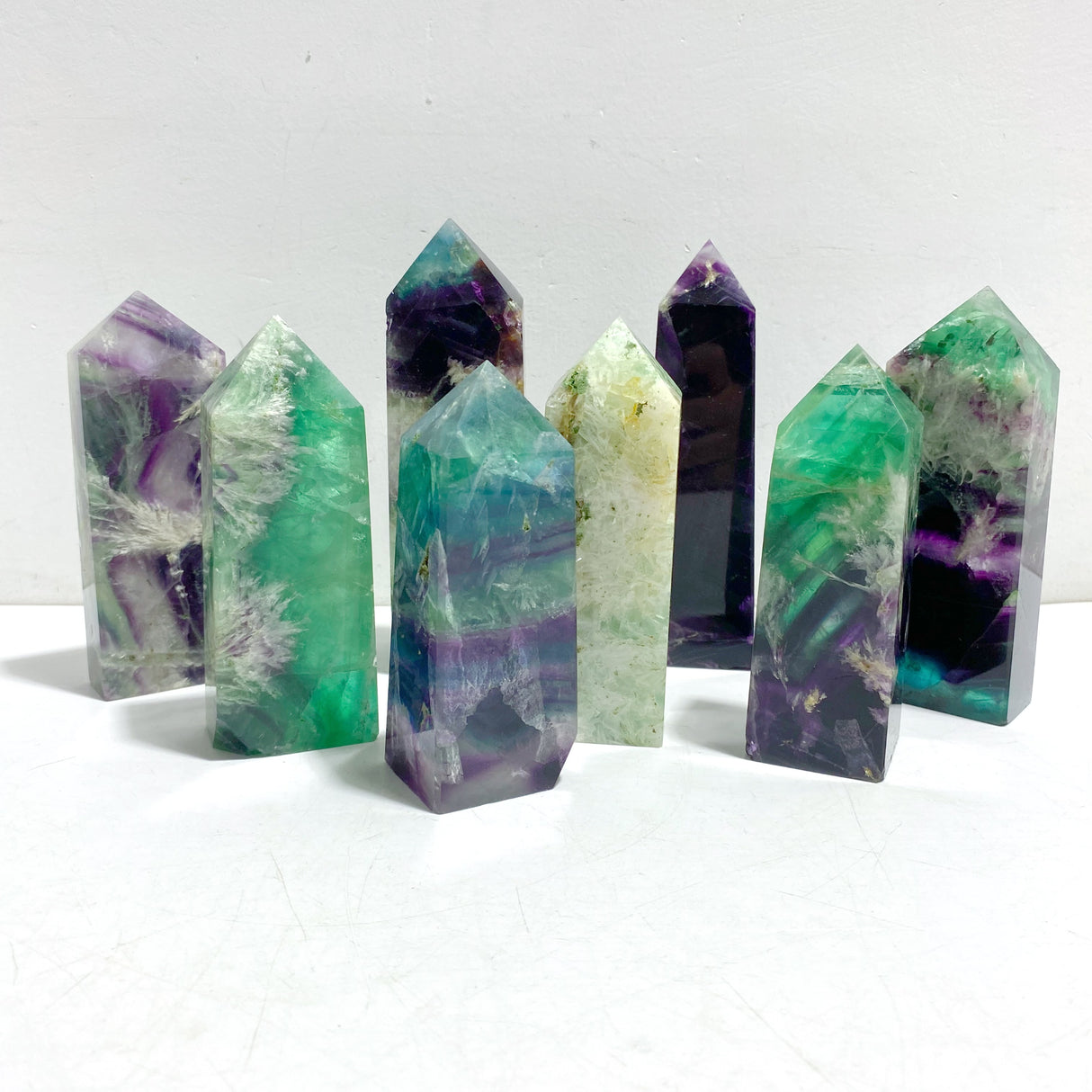 8 Pieces Feather Fluorite Four-sided Points