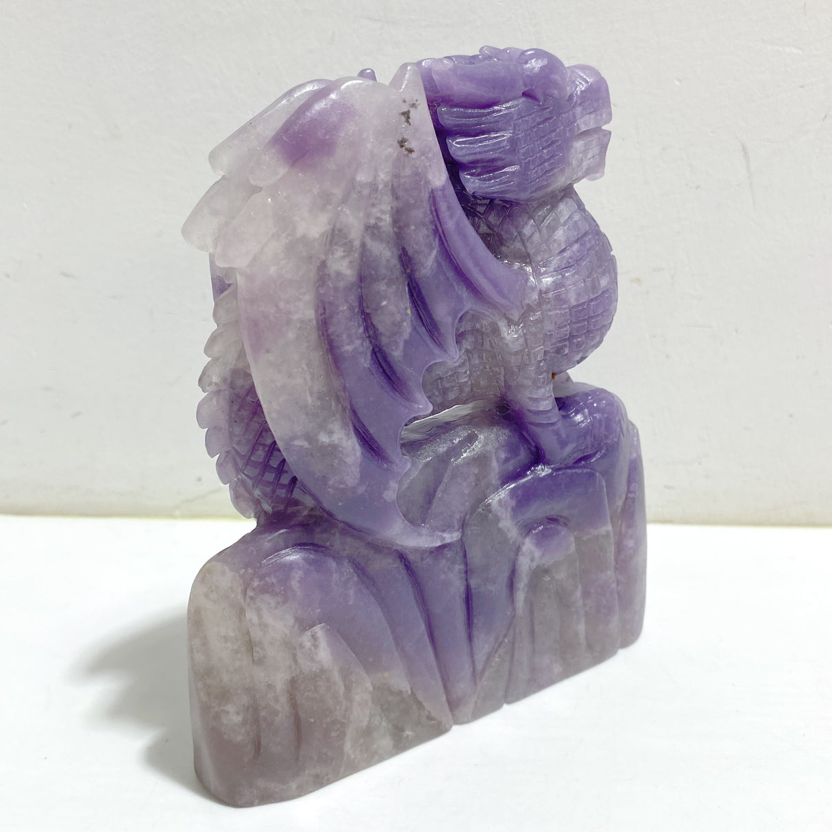 2 Pieces Purple Jade Flying Dragon Castle Carving