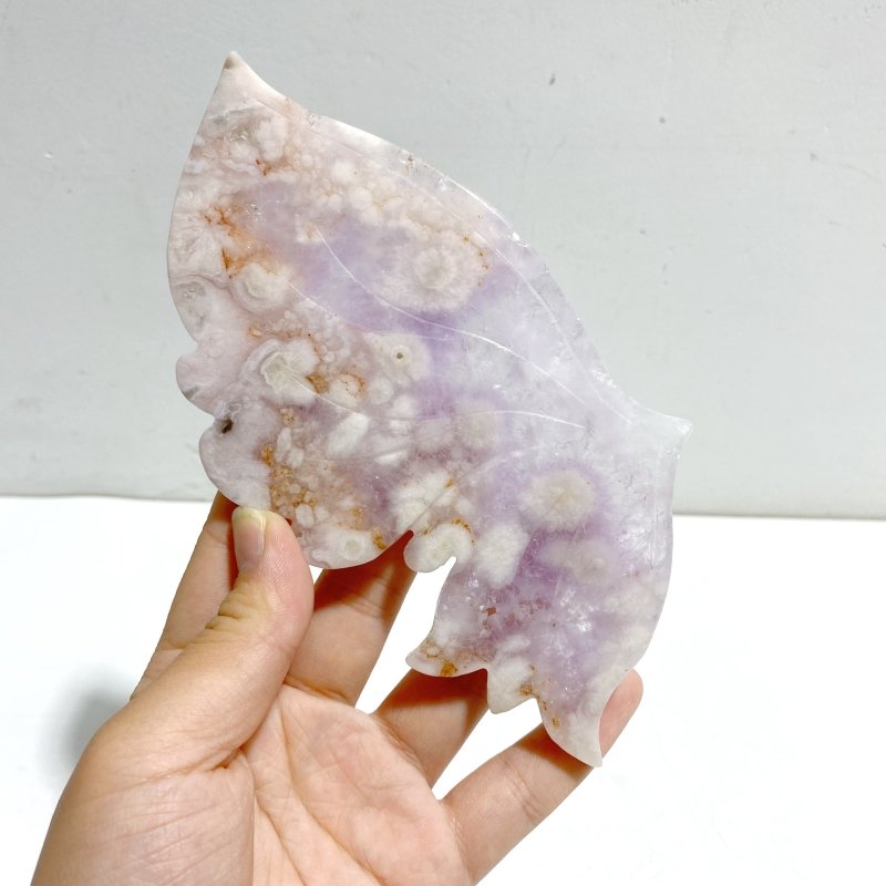Beautiful Amethyst Mixed Sakura Flower Agate Butterfly Wing Carving With Stand - Wholesale Crystals