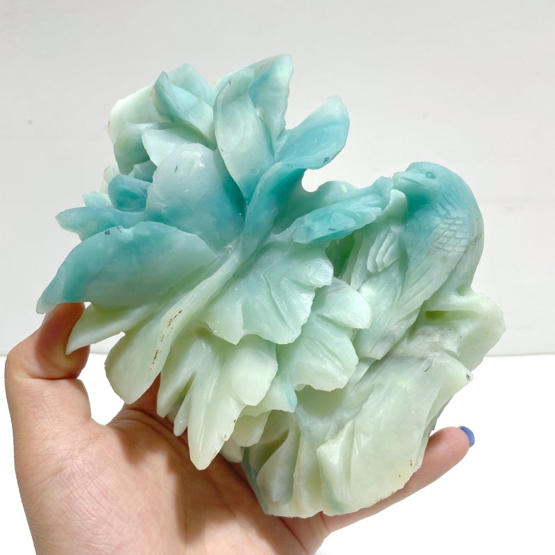 Beautiful Caribbean Calcite Bird&Flower Carving - Wholesale Crystals
