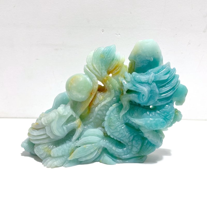Beautiful Caribbean Calcite Two Dragons Playing with a Pearl Carving - Wholesale Crystals