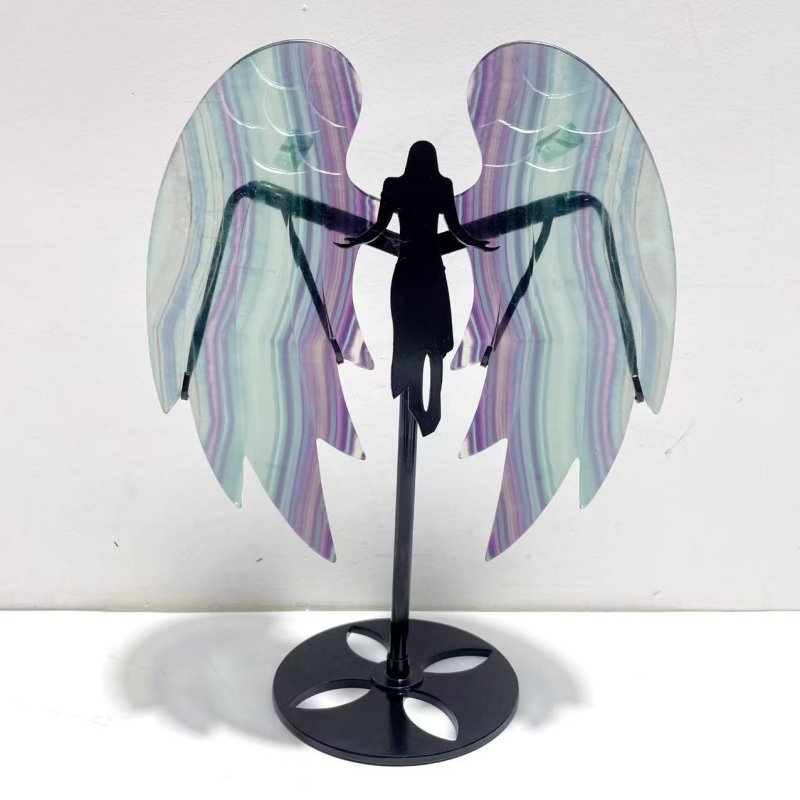 Beautiful Fluorite Angel Wing Carving With Stand - Wholesale Crystals
