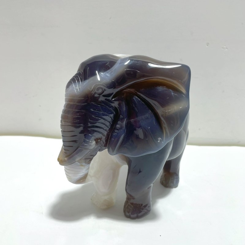 Beautiful Geode Agate Druzy Elephant Animal Carving A02 - Wholesale Crystals