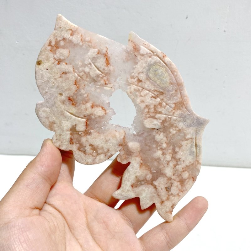 Beautiful Geode Druzy Sakura Flower Agate Butterfly Wing With Stand - Wholesale Crystals