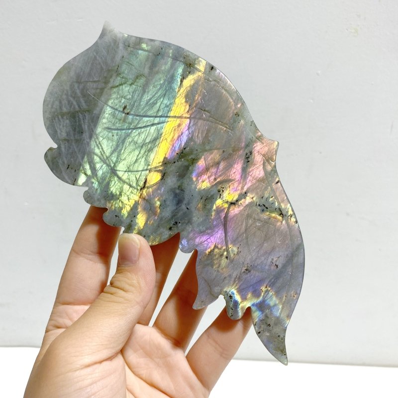Beautiful Labradorite Butterfly Wing Carving With Stand - Wholesale Crystals