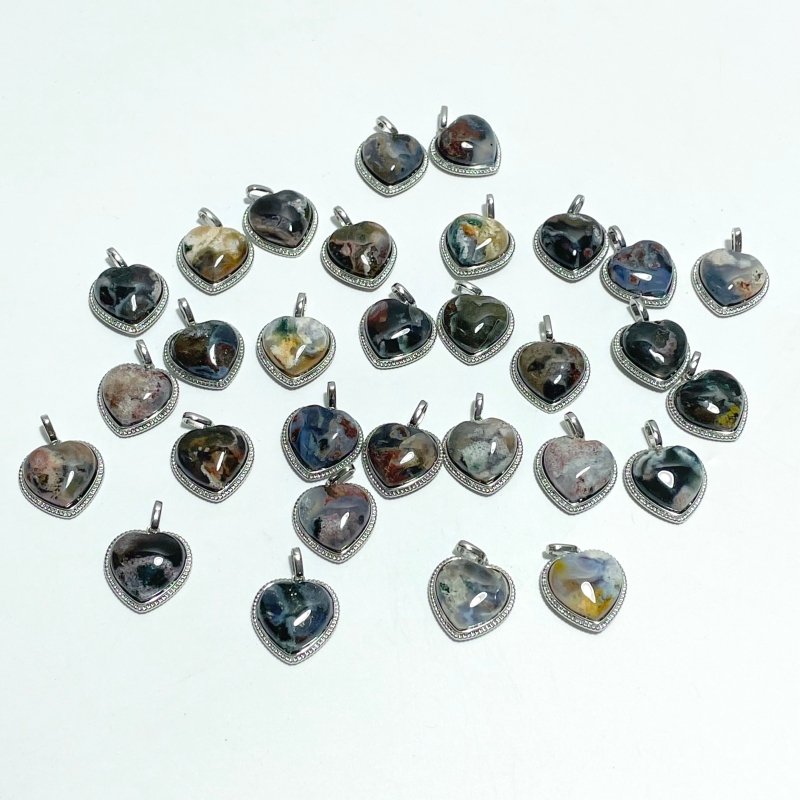 Beautiful Ocean Jasper Pendants Heart Shape Wholesale - Wholesale Crystals