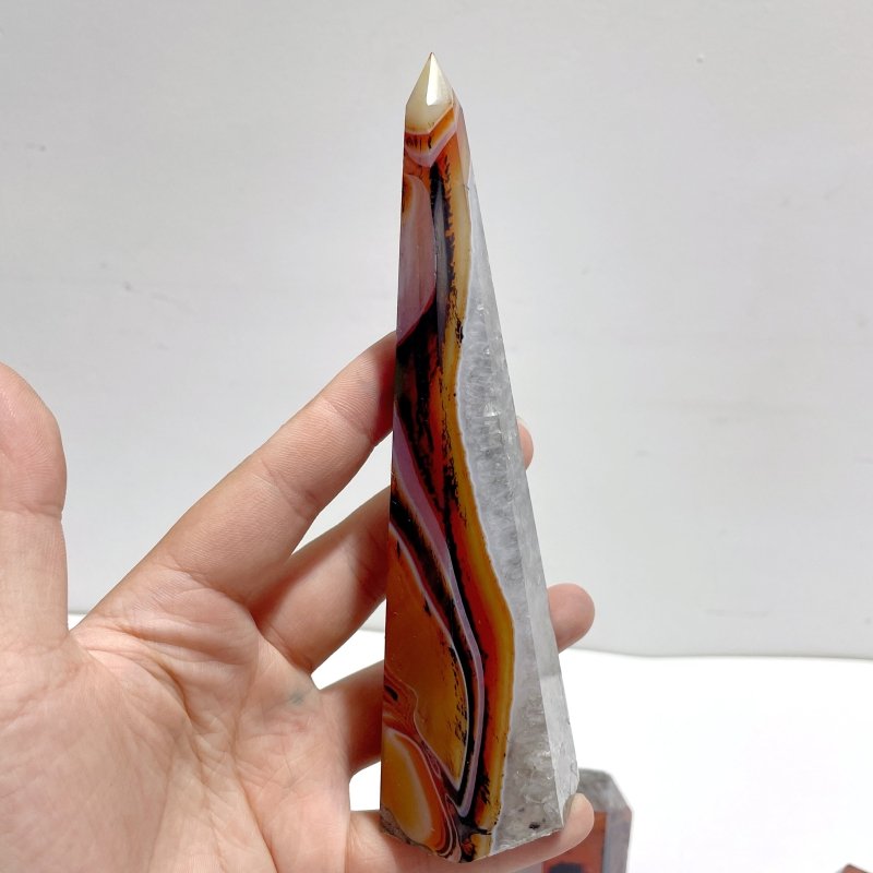 Beautiful Red&Black Stripe Agate Mixed Quartz Obelisk Point Wholesale - Wholesale Crystals
