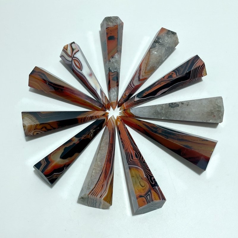 Beautiful Red&Black Stripe Agate Mixed Quartz Obelisk Point Wholesale - Wholesale Crystals