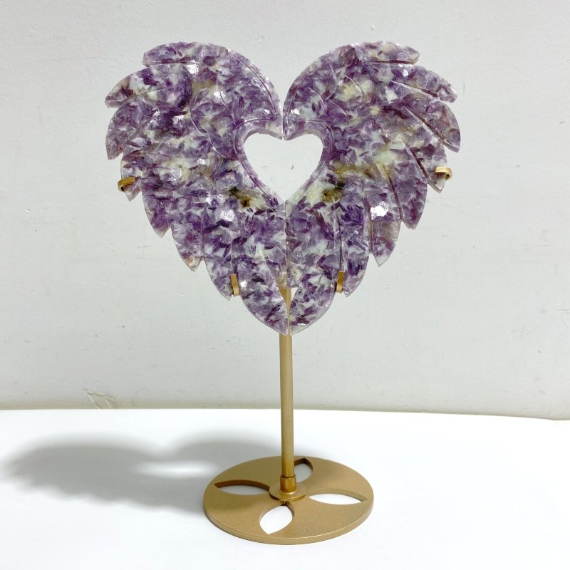 Beautiful Spark Lepidolite Heart With Stand -Wholesale Crystals