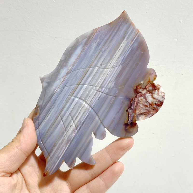 Beautiful Symmetric Agate Butterfly Wing Carving With Stand -Wholesale Crystals