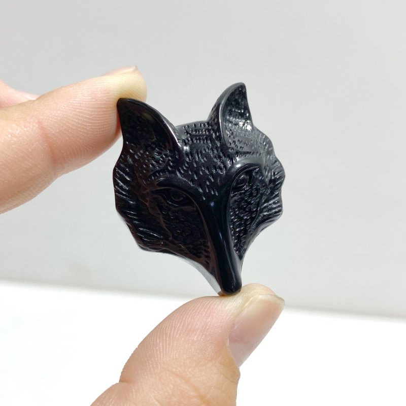 Black Obsidian Fox Face Carving Wholesale -Wholesale Crystals