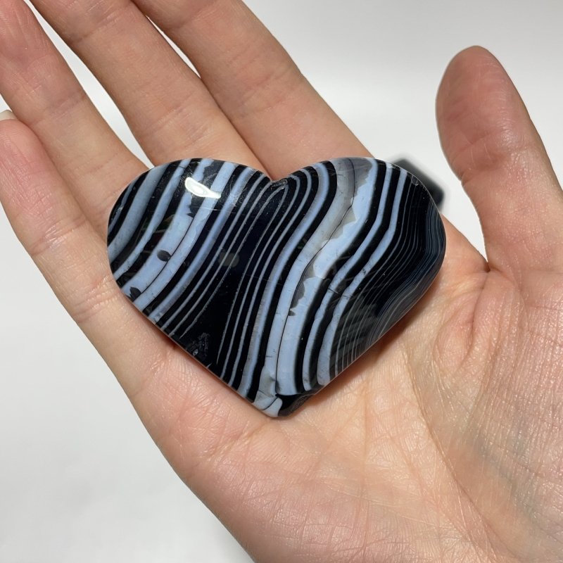 Black Stripe Agate Stone Heart Wholesale -Wholesale Crystals