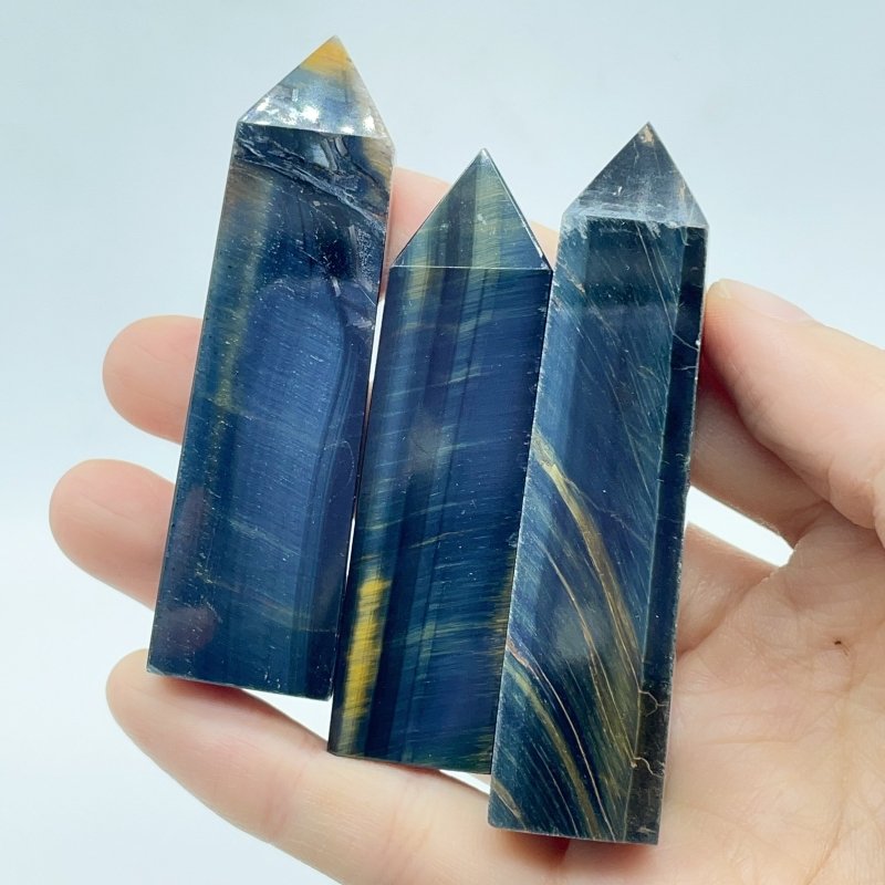 Blue Tiger Eye Four-Sided Tower Points Wholesale -Wholesale Crystals