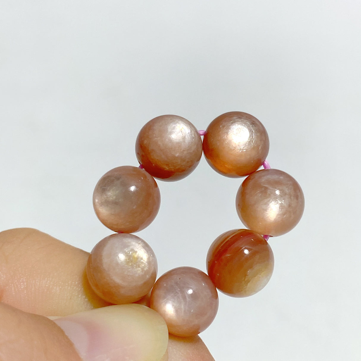 15 Pieces 9mm Pink Mica Bracelets