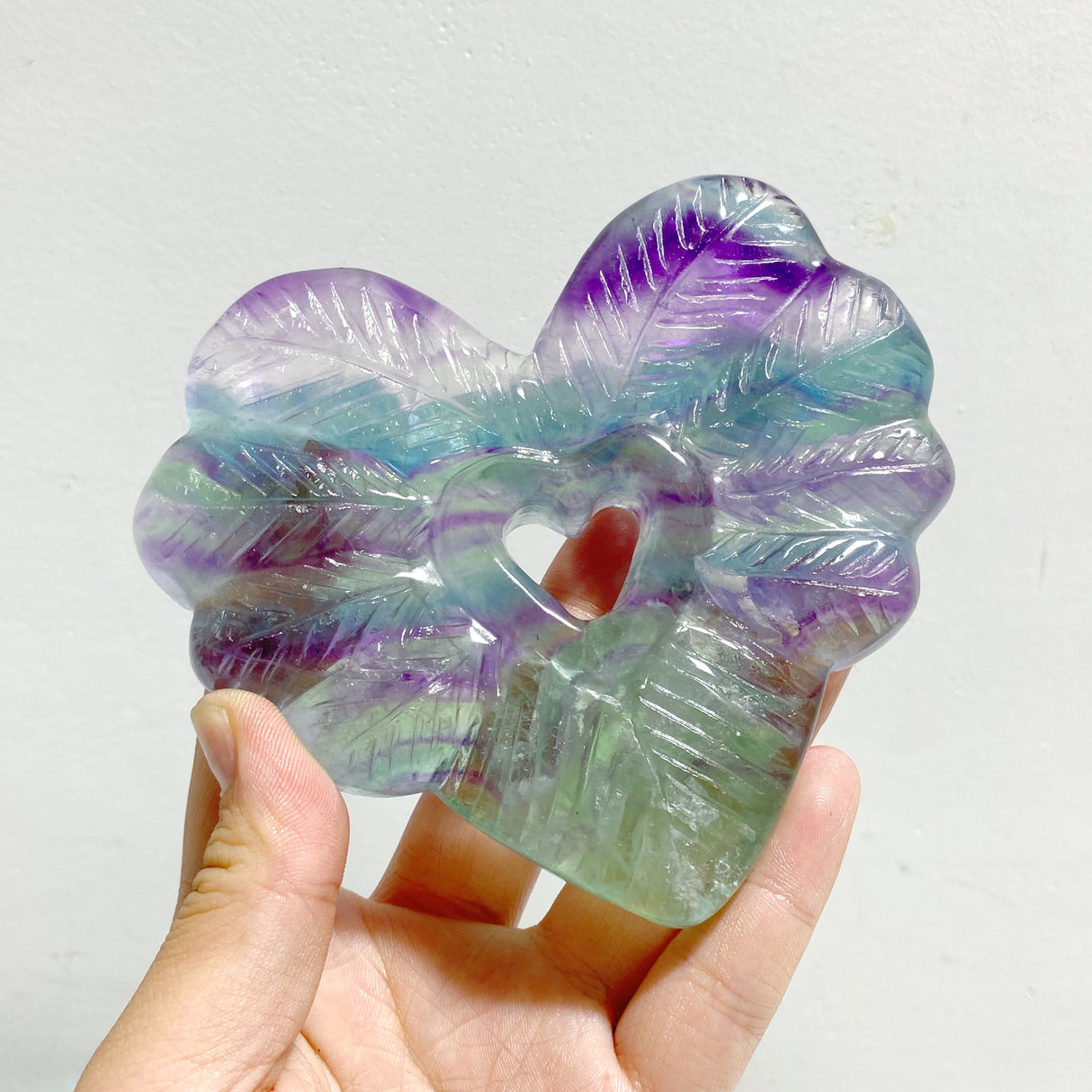 7 Pieces Rainbow Fluorite Heart With Stand