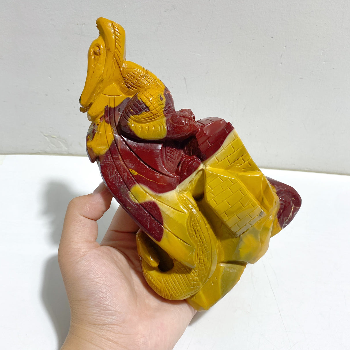 Unique Mookaite Flying Dragon Castle Carving #9