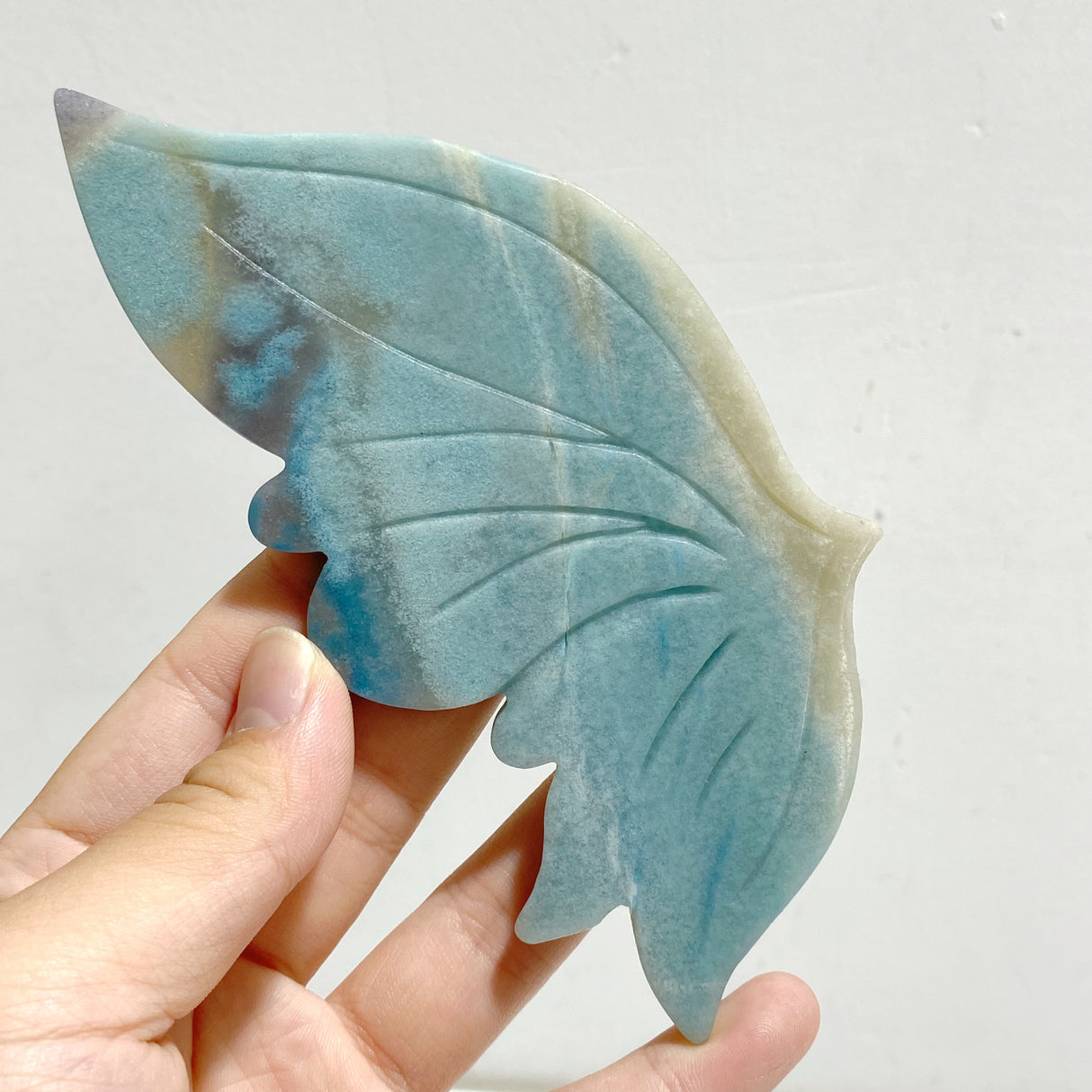 Trolleite Stone Butterfly Wing Carving With Stand