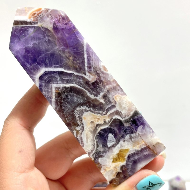 Chevron Amethyst Four - Sided Tower Point Wholesale - Wholesale Crystals