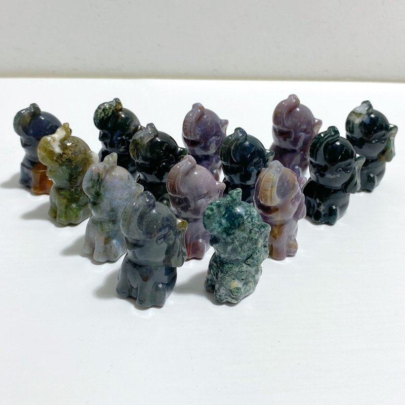 Colorful Moss Agate Elephant Crystals Carving Wholesale -Wholesale Crystals