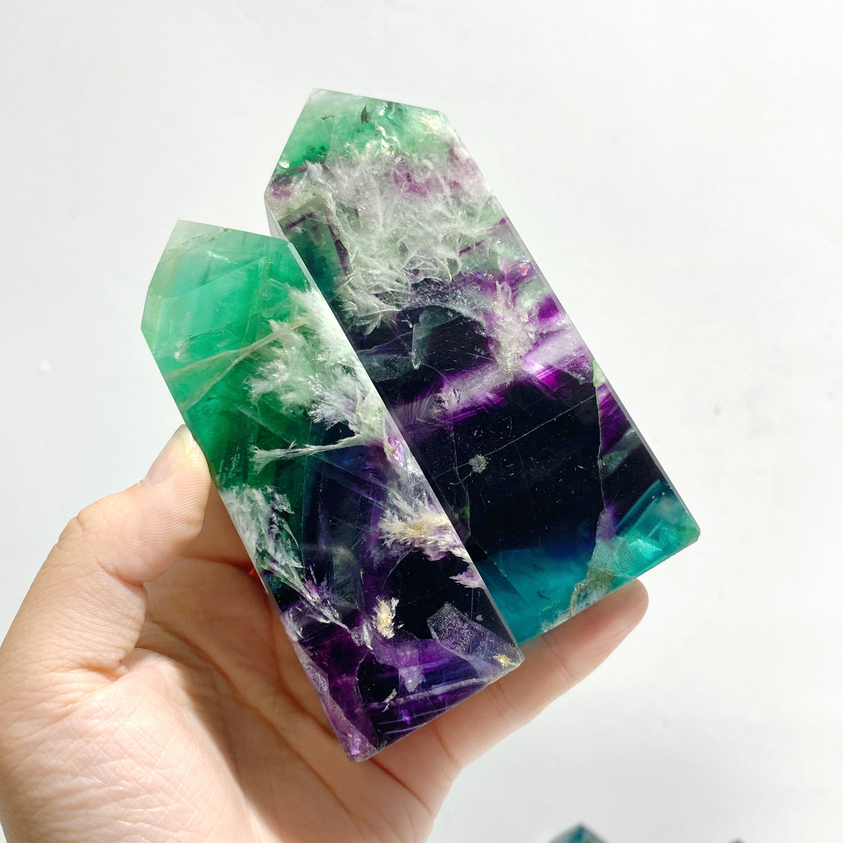8 Pieces Feather Fluorite Four-sided Points