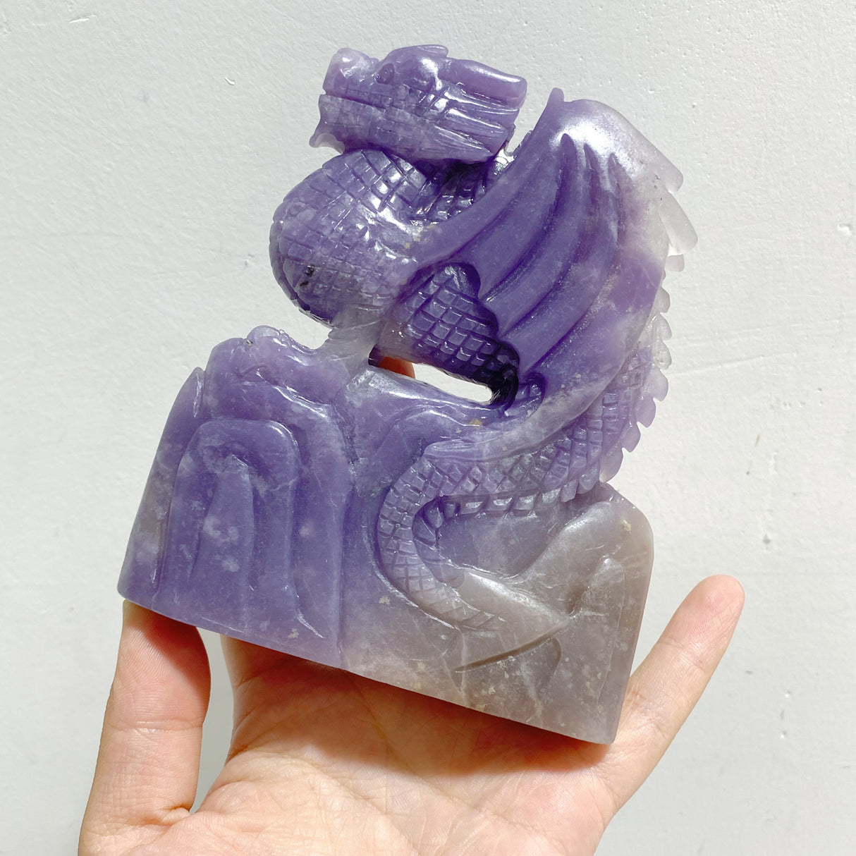 2 Pieces Purple Jade Flying Dragon Castle Carving